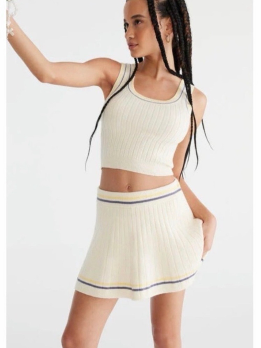 Aeropostale Cream Ribbed Skater Skirt and Tank set.  Tennis outfit or gollf